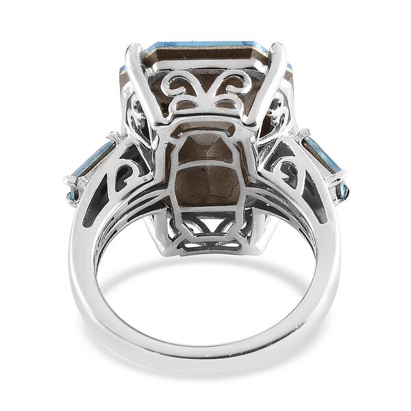 LUSTRO STELLA &Ouml;sterreichischer Aquamarin Kristall Ring 925 Silber Platin-&Uuml;berzug image number 5