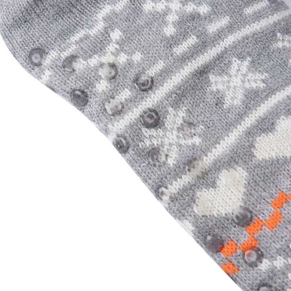 2er-Set - Rutschfeste Haussocken mit Sherpafutter, Einheitsgröße, Pfirsich-Weiß-Rot und Grau-Orange-Weiß image number 3