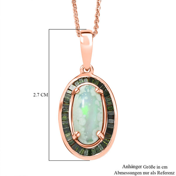 D&rsquo;Joy AA nat&uuml;rlicher, &auml;thiopischer Welo Opal und gr&uuml;ner Diamant Anh&auml;nger mit 45cm Kette - 2,45 ct. image number 7