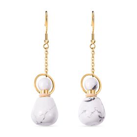 Weiße Howlit Ohrringe, goldfarben 39.00 ct