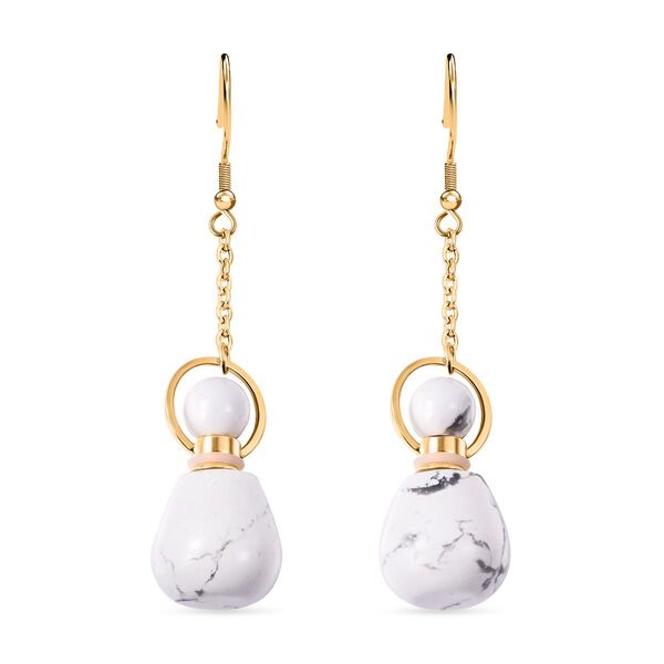 Weiße Howlit Ohrringe, goldfarben 39.00 ct image number 0