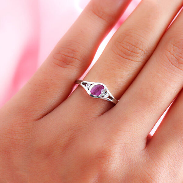 Premium Ilakaka Rosa Saphir und Zirkon Ring, 925 Silber platiniert, 0,83 ct. image number 3