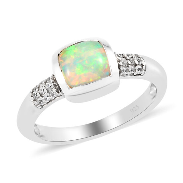 Natürlicher, äthiopischer Opal und Zirkon-Ring, 925 Silber platiniert  ca. 0,79 ct image number 4