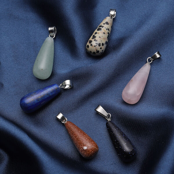 6er-Set, mehrfarbige Edelstein-Anh&auml;nger, silberfarben ca. 72,00 ct image number 2