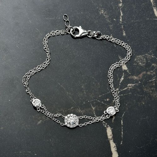Lab Grown Diamant SI Armband ca. 19 cm 925 Silber rhodiniert ca. 1,00 ct. image number 1