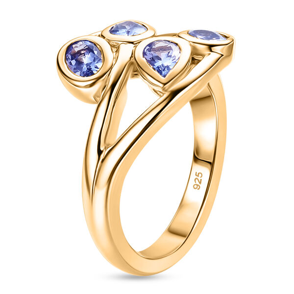 Tansanit Bypass Ring 925 Silber vergoldet  ca. 0,81 ct image number 5