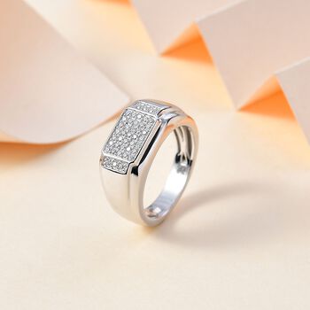Moissanit Ring, 925 Silber platiniert - 0,41 ct.