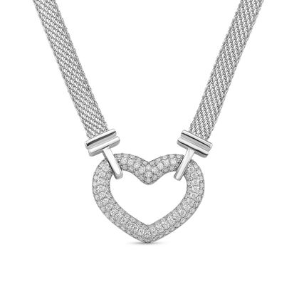 Wei&szlig;er Zirkonia Halskette ca. 50 cm Nickelfreies Messing, Silberfarben