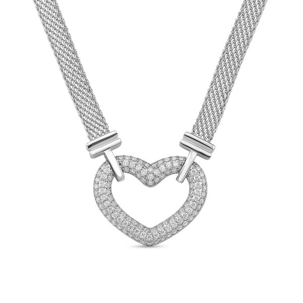 Wei&szlig;er Zirkonia Halskette ca. 50 cm Nickelfreies Messing, Silberfarben