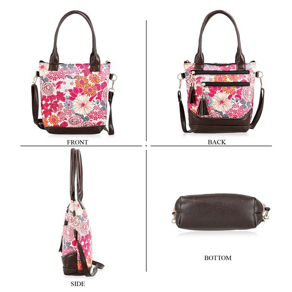 Crossbody Tasche aus Baumwolle, Blockdruck, 25,4x23cm, Rosa image number 5