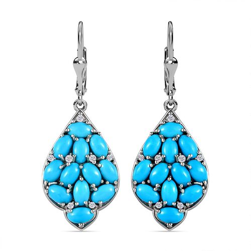 Amerikanische, natürliche Sleeping Beauty Türkis und Zirkon-Ohrringe - 6,27 ct. image number 0