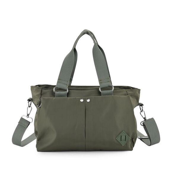 Crossbody Tasche mit mehreren Reißverschlussfächern, abnehmbarem Schulterriemen und Tragegriffen, 26x11x20cm, Grün image number 0