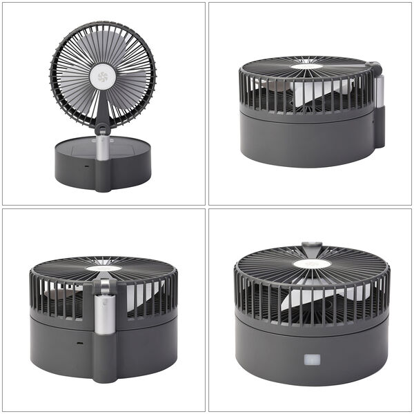Kabelloser, faltbarer Ventilator mit integriertem Luftbefeuchter, USB-Anschluss, Dunkelgrau image number 5