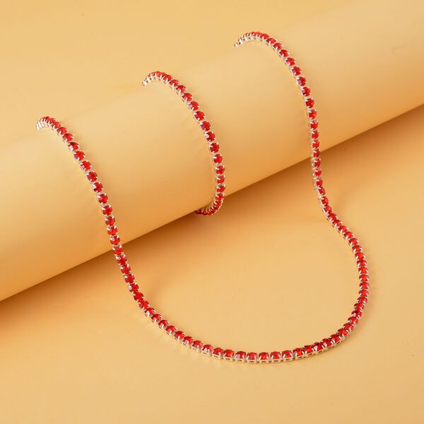 2er-Set- verstellbare rote Kristall-Halskette und Armband - 0,50 ct. image number 2