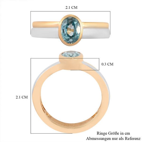 Kambodschanischer blauer Zirkon Ring 925 Silber Bicolor  ca. 1,17 ct image number 7