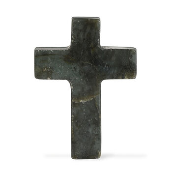 "Livmore  Set of 2 Labrodorite Gemstone Cross  With Bracelet With Cross Charm Size - 3 Inch  Weight - 46 Gm Color- Sky Blue"