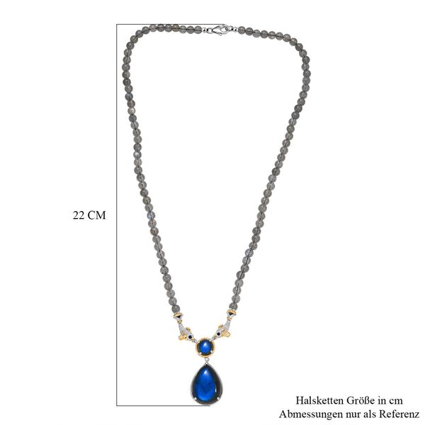 D'Joy AAA Labradorit Halskette ca. 45 cm 925 Silber Rhodiniert und 750 Gelbgold Vermeil ca. 65.52 ct image number 6