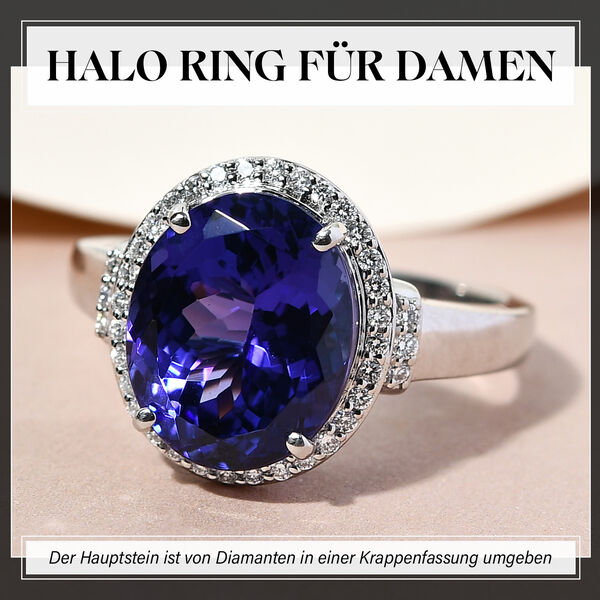 RHAPSODY AAAA Tansanit und VS EF Diamant Halo-Ring in 950 Platin - 	9,04 ct. image number 2
