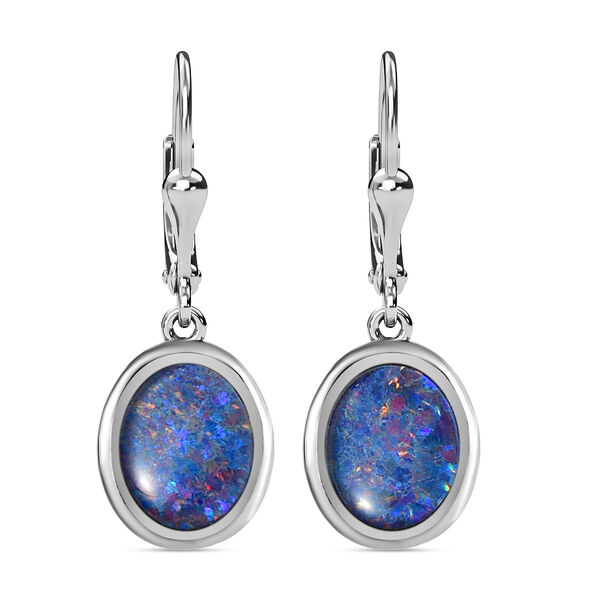 Boulder Opal Triplette Ohrringe, 925 Silber platiniert ca. 6.00 ct