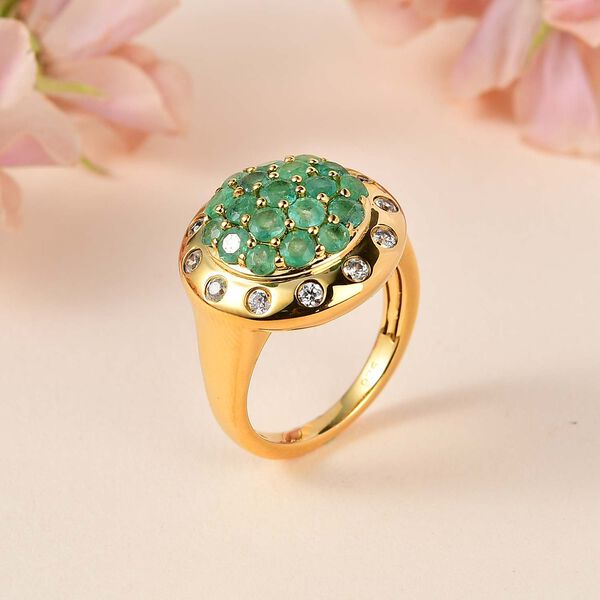 Gemfields Smaragd Ring, 925 Silber Gelbgold Vermeil (Gr&ouml;&szlig;e 18.00) ca. 2.22 ct image number 2