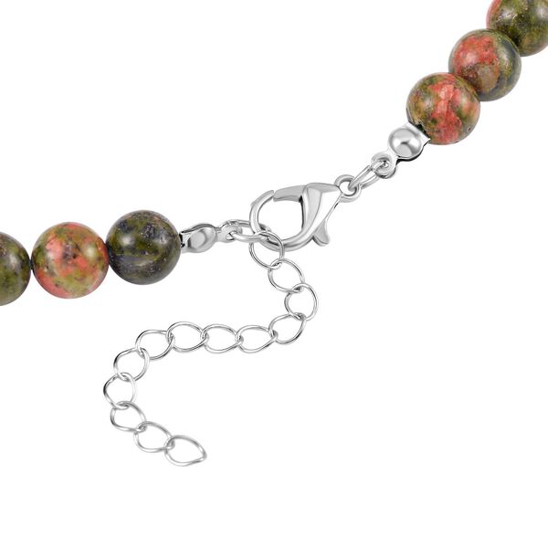 2er Set - Hamsa Hand Anhänger Set mit Mehrfarbigen und Unakite Edelsteinperlen Chakra Halskette und Armband image number 5