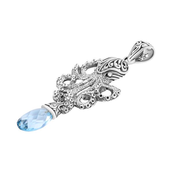 Royal Bali Kollektion- Oktopus himmelblauer Topas-Anh&auml;nger image number 4