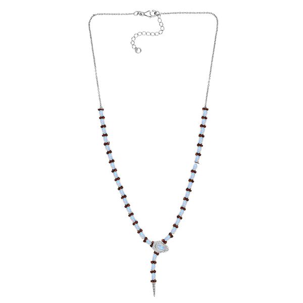 GP Trionfo Kollektion- AAA Regenbogen Mondstein, Mosambik Granat, Zirkon und blaue Saphir 45cm Halskette - 11,31 ct. image number 4