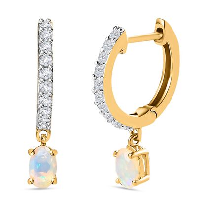 AA natürliche, äthiopische Welo Opal und Zirkon-Ohrringe, 1,31 ct.