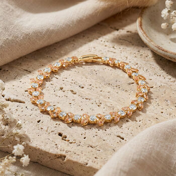 Wei&szlig;es und Champagner Zirkonia 19cm Armband