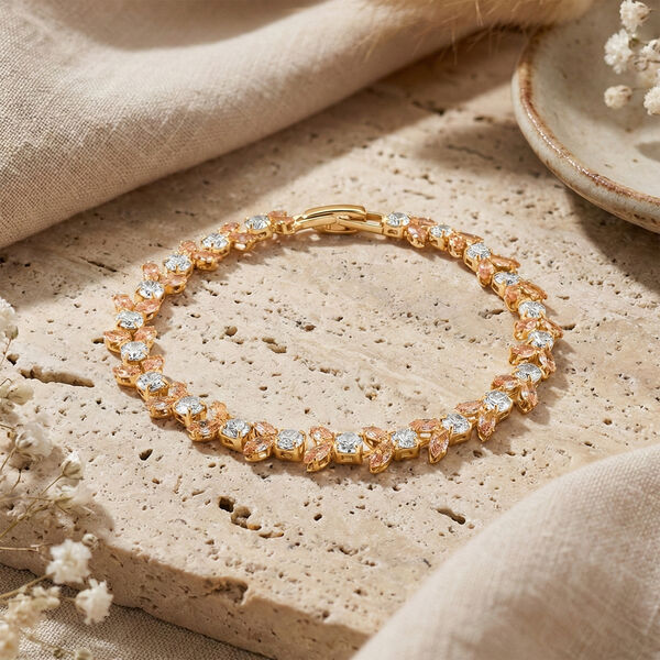 Wei&szlig;es und Champagner Zirkonia 19cm Armband image number 1