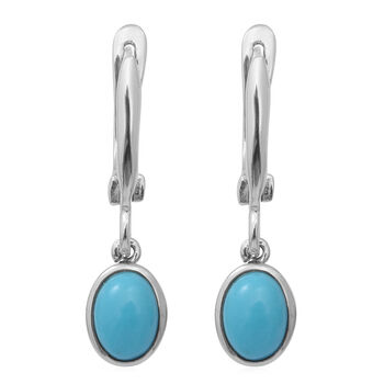 Nat&uuml;rliche Sleeping Beauty T&uuml;rkis und Zirkon-Ohrringe, 925 Silber platiniert ca. 1,44 ct