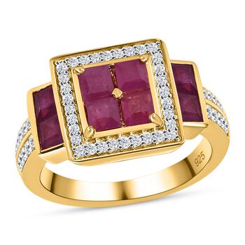 Afrikanischer Rubin-Ring, (Fissure gef&uuml;llt), 925 Silber Gelbgold Vermeil