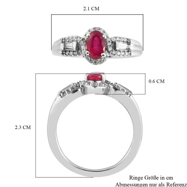 Afrikanischer Rubin und Zirkon-Ring, (Fissure gef&uuml;llt), 925 Silber platiniert image number 7