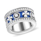 Weißer Kristall Herzmotiv-Ring mit Pavé-Fassung, Silberton, (Größe 18.00)