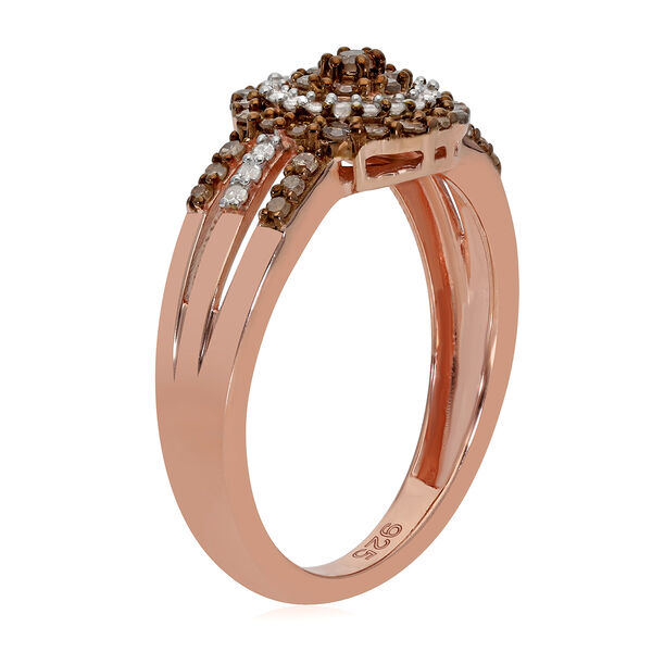 Champagner Diamant Ring 925 Silber Rose Vermeil image number 4