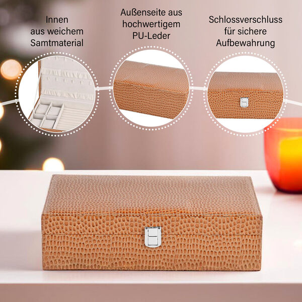Premium Schmuckbox mit Silberpoliertuch, 32x20x8,7 cm, Braun image number 3