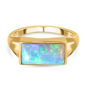 Natürlicher, äthiopischer Welo Opal Ring, 925 Silber Gelbgold Vermeil (Größe 17.00) ca. 1.65 ct