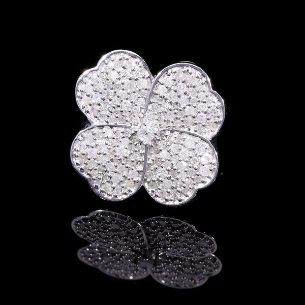 Weißer Diamant Ring, 925 Silber platiniert (Größe 21.00) ca. 1.00 ct Blume 1.01 ct image number 4