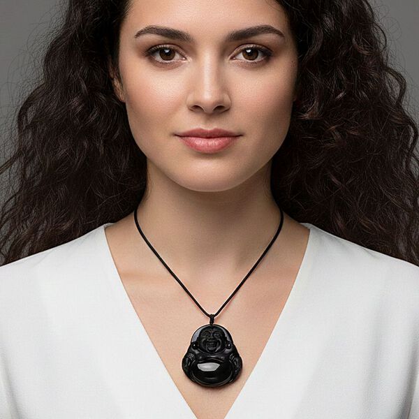 Schwarzer Glasachat Halskette 66 cm ca. 120,00 ct. image number 2