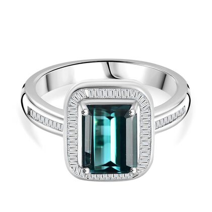 RHAPSODY - AAAA Pirineu Lagunen Turmalin, Wei&szlig;er Diamant SGL zertifiziert Ring 950 Platin (Gr&ouml;&szlig;e 18.00) ca. 2.76 ct