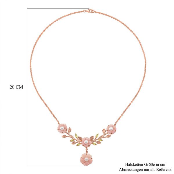 D'Joy Peridot, Natürlicher Rosa Königsmuschel Perle (15x15mm) Halskette ca. 45 cm 925 Silber Roségold Vermeil 2.00 ct image number 5
