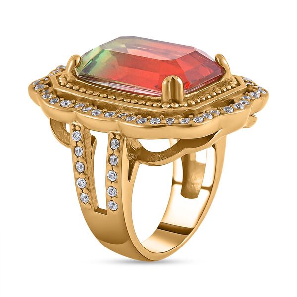 Kristall, Weißer Zirkonia Ring, Reiner Edelstahl vergoldet, (Größe 16.00) image number 5