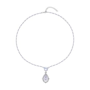 Wei&szlig;er Zirkonia, Wei&szlig;er Kristall Halskette ca. 50 cm Reines Messing