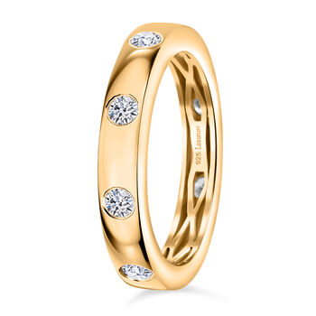 LUXURIANT VS-EF Labor Diamant Ring, 925 Silber 750 Gelbgold Vermeil - 0,50 ct.