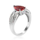 Mexikanischer Kirschfeuer-Opal und Zirkon Ring 925 Silber Platin-Überzug image number 4