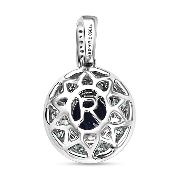 RHAPSODY zertifiziert und gepr&uuml;ft AAAA ceylonfarbener blauer Saphir, Paraiba Turmalin und VS Diamant Anh&auml;nger in 950 Platin - 1,91 ct. image number 4