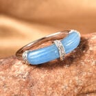 Blau Jade und Zirkon Ring 925 Silber Rhodium-Überzug image number 1