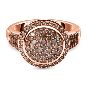 Nat&uuml;rlicher Champagner Diamant Ring 925 Silber Ros&eacute;gold Vermeil (Gr&ouml;&szlig;e 20.00) ca. 0.75 ct