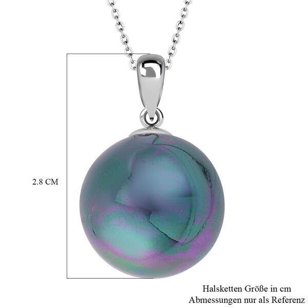 Muschelkernperle Schmuckset, Tahiti-Farbe, 925 Silber, rhodiniert, Edelstahl-Kette image number 7