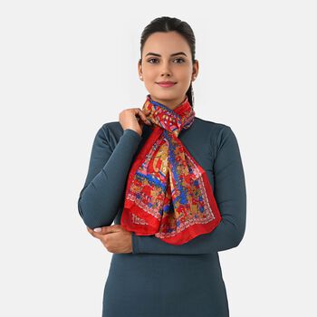 LA MAREY - Seidenschal 100% Seide 50 x 170 cm Rot